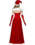 5Pcs/Set Adult Christmas Party Women Santa Claus Costume Red Velvet XMAS Dress Christmas Holiday Long Dress