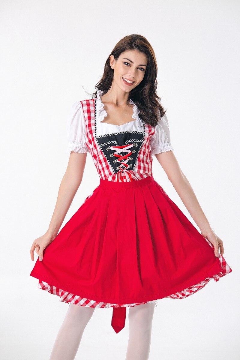 2018 New Ladies Oktoberfest Beer Dirndl Maid Peasant Dress German Bavarian Girl Costume Halloween Party Fancy Dress