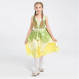 Fancy Girls Elf Princess Costume Halloween Kids Cosplay Dress