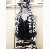 Deluxe Black White Striped Plush Leopard Animal Costume Shawl Tiger Game Cosplay Clothing Halloween Sexy Pokemon Party Dress