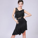Sexy Women Fringe Dress with Shorts Double V Neck Sleeveless See-Through Lace High Low Hem Party Dress