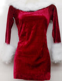 Adults Christmas Costumes Women Santa Claus Costume Deluxe Velvet Long Sleeve Red Girl Dress Christmas XMAS Costume Plus Size