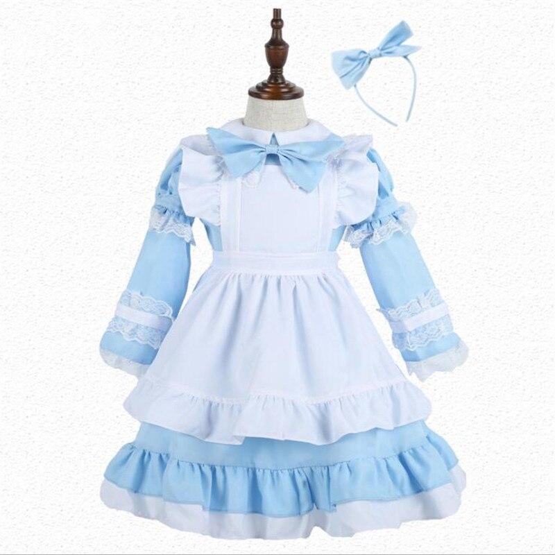 Deluxe Girls Alice In Wonderland Maid Costume Halloween Kids Performance Party Princess Cosplay Clothing