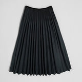 New Autumn Women Vintage High Waist Pleated Casual Loose Solid Stretch Skirts