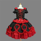 1 Pcs Halloween Costumes Adult Womens Red Queen of Hearts Lolita Dress Carnival Party Queen Costumes Women Layered Dress
