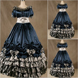 Customized Masquerade Party Ball Gown Retro Ruffles Cake Layer Lolita Long Dress Performance Costumes For Theater Four Colors