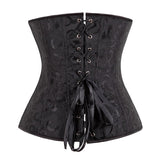 Black Steampunk Corset Jacquard Lace up Top Overbust Body Shaper Waist Trainer Sexy Lingerie Control Waist Corselet