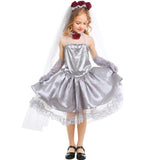 Deluxe Girls Ghost Bride Costume Cosplay Kids Halloween Ghost Princess Dress Clothing Halloween Costume For Kids Carnival Suit