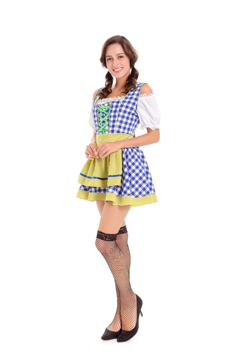 Women Germany Beer Carnaval Festival October Dirndl Dress Bavarian Octoberfest Apron Maid Costume Beer Girl Fancy Dress