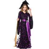 Deluxe Children Girls Purple Moon Witch Halloween Costume Cosplay