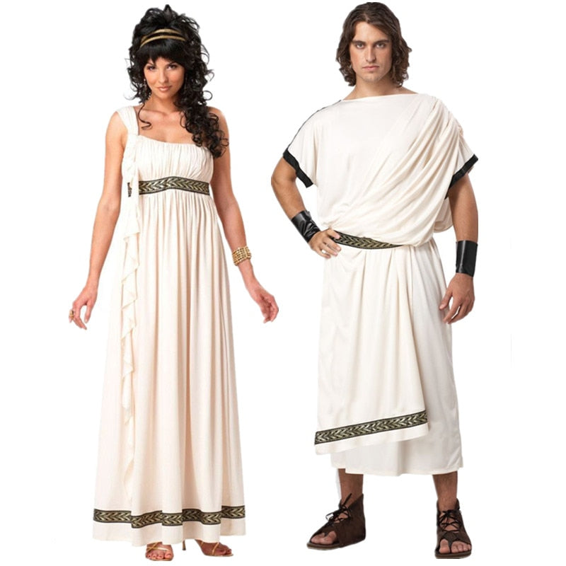 Halloween Purim Adult Ancient Roman Egypt Prince Greek Goddess Costume Arabic Prince Caesar Costumes for Men Women Couple