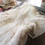 Kids Lace Tulle White Flower Girl Wedding Gown Baby Princess Dresses