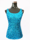 Summer Sparkle Women T-Shirt Blusa Shining Glam Embellished Sleeveless Round Neck Tank Top Sexy Vest Sequin Top With Paillettes