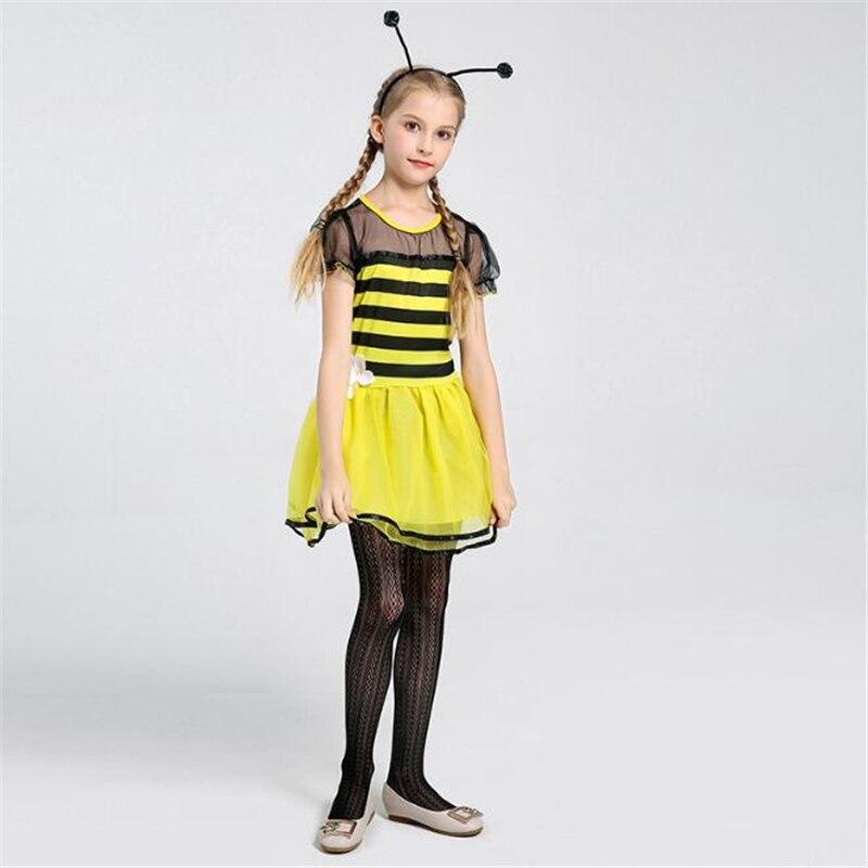 Fancy Girls Bee Costume Cute Halloween Carnival Kids Children Insect Cosplay Clothing