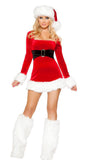 3Pcs/Set Women Sexy Santa Costumes Adult Santa Clause Xmas Uniform Red Velvet Christmas Fancy Dress