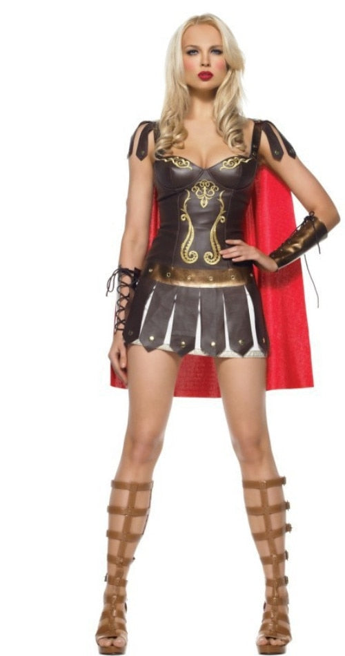 Women's Roman Gladiator Costume Adult Xena Warrior Princess Dress Up Ladies Ancient Greek Goddess Costumes Halloween Fancy Dress