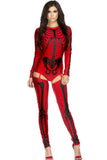 Women Skeleton Pattern Tight Bodysuit Long Sleeve Jumpsuit Halloween Party Horror Costume Funny Demon Skull Cosplay Outfit