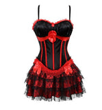 Gothic Sexy Burlesque exotic Tutu Skirt Corset Overbust Corset Bustier Party Showgirl Dance Dress Plus Size S-2XL