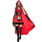 Fairy Tales Little Red Riding Hood Costume Adult Women Halloween Cosplay Fantasia Fancy Dress Party Club Game Uniform