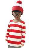 Red&White Stripe Parent-Child Where's Wally Waldo Costume TV Cartoon Where is Wally Waldo Cosplay Costume