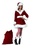 Red Christmas Costume Deluxe Women Sexy Velvet Christmas XMAS Fancy Dress Adults Santa Claus Costume
