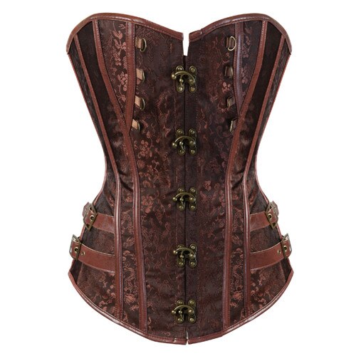 S-6XL Steampunk Corset Overbust Gothic Women Black Brocade Corsets And Bustiers Slimming Waist Trainer Bustier Corselet