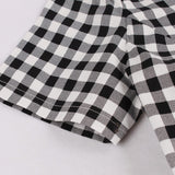 Vintage Plaid Off the Shoulder Elegant Midi Women Office Lady Gingham Dresses Party V Neck Sexy Cotton Dress