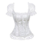 Sexy Bride Corsets Bustier Gothic Lace up Halloween Vest Overbust Corset Shoulder Straps Shoulder Sleeve Body Shapewear Corselet