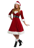 4Pcs/Set Adult Women Xmas Costume Deluxe Velvet Christmas Fancy Dresses Sexy Female Santa Claus Costume