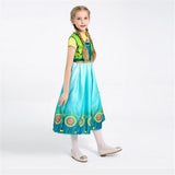 Deluxe Girls Anna Princess Costume Fancy Halloween Children Cosplay Colthing