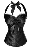 Halter Corsets Sexy Lace Up Overbust Corselet With Cup Lingerie Satin Side Zipper Corset and Bustiers Women Vest Bustier