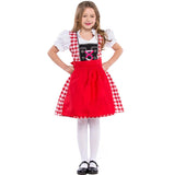 S-XL Children Oktoberfest Costumes Uniform German Kids Girl Beer Maid Heidi Costume Bavarian Dirndl Dress