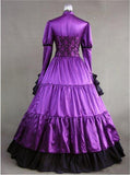 2021 Brand New Blue/Purple Long Sleeve Lace Civil War/Southern Ball Gowns Retro Dress For Dancing Party Dresses