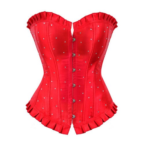 S-6XL Hot Sexy Corset Satin Bone Lace Up Overbust Corset and Bustier Body Shaper Strapless Corset