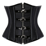 Gothic Spiral Steel Boned Underbust Corset Zip Waist Trainer Cincher Lace Up Steampunk Corsets and Bustiers Plus Size XS-3XL