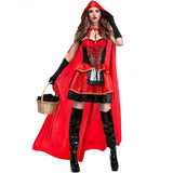 Fairy Tales Little Red Riding Hood Costume Adult Women Halloween Cosplay Fantasia Fancy Dress Party Club Game Uniform