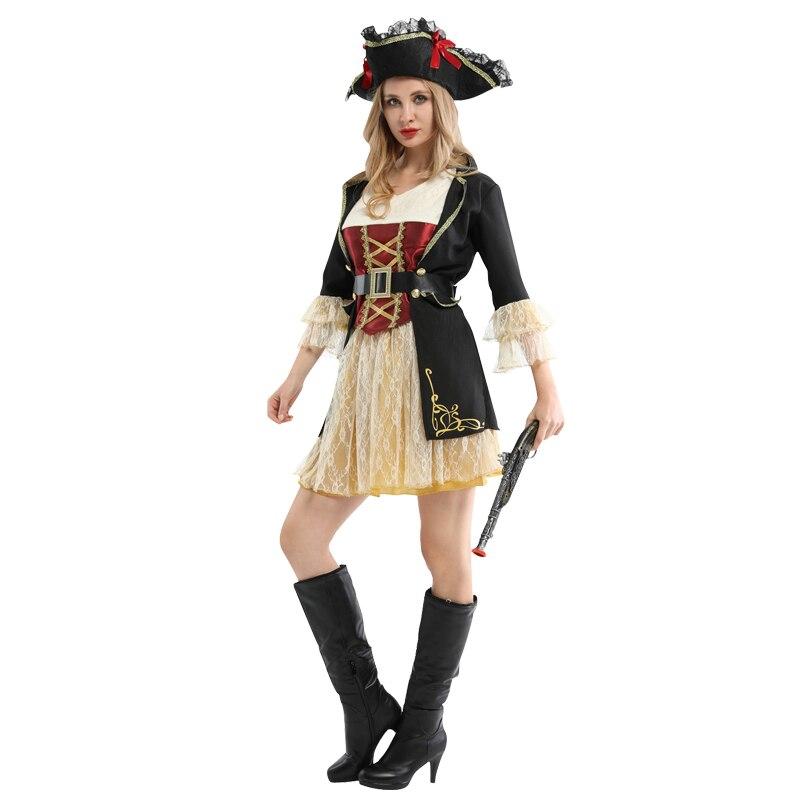 Holiday Hallween Sexy Women Pirate cosplay Costume Fancy Party Dress Carnival Performance high quality Pirate with hat Headwear