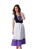 2018 Oktoberfest Maid Dirndl Peasant Purple Long Dress Bavarian Octoberfest Beer Girl Costume Halloween Fancy Dress