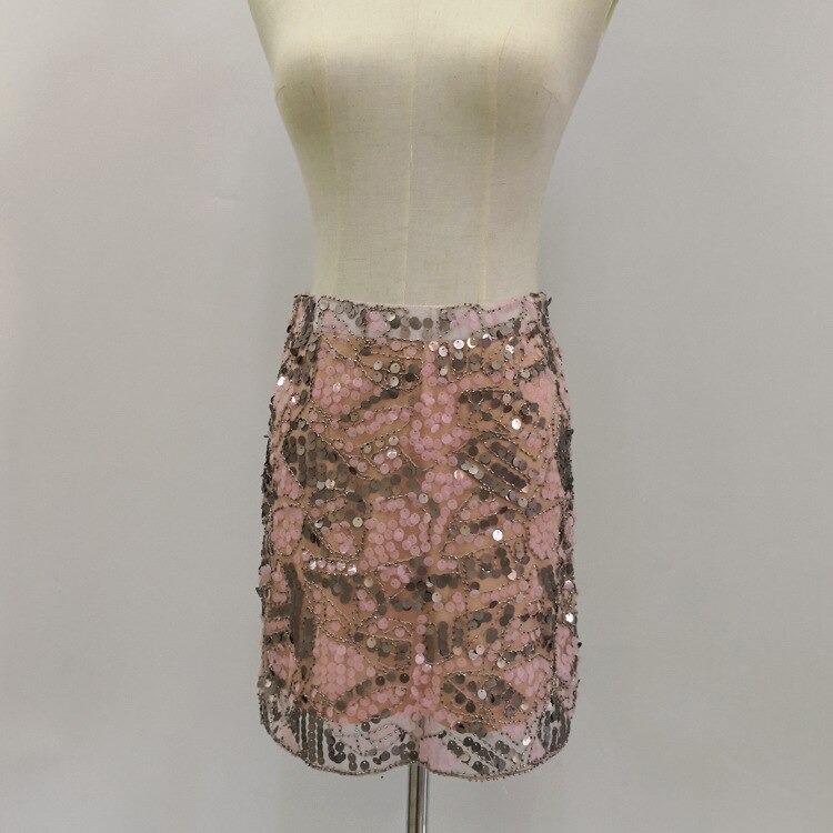 Mini Beaded Sequin Jupe Falda Solid Paisley Casual Bodycon Pencil Skirt Shiny Party Club Short Sequined Skirt