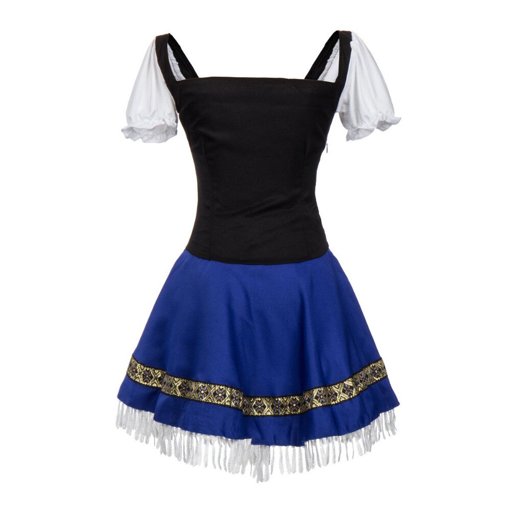 Blue Women Adult Oktoberfest Beer Girl Costume Maid Wench Germany Bavarian Fancy Dress S-3XL