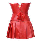 Plus Size Women Steampunk Faux Leather Waist Cincher zipper Boned Bustier Top Corset Dress Overbust Brocade Sexy over Size S-6XL