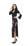 3Pcs Black Nun Costume Sexy Womens Classic Priest Cosplay Dress Female Pastor Sister Clothes Halloween Cosplay Party Uniforms