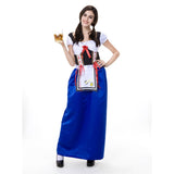 Hot Sale Sexy Blue Beer Girl Uniforms Carnaval October Festival German Wench Costume Oktoberfest Dirndl Maid Long Dress