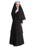 Black Nun Costume Virgin Mary Nuns Uniform For Adult Women Halloween Party Cosplay Arabic Religion Monk Ghost Clothing