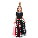 Deluxe The Red Queen Costume Cosplay For Girls Alice In Wonderland Dress Halloween Costume For Kids Carnival Party Suit