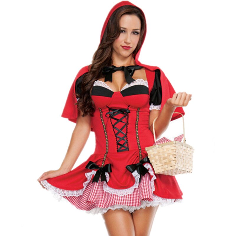 Fairy Tales Sexy Little Red Riding Hood Costume For Women Halloween Party Cosplay Stage Performances Fancy Dress