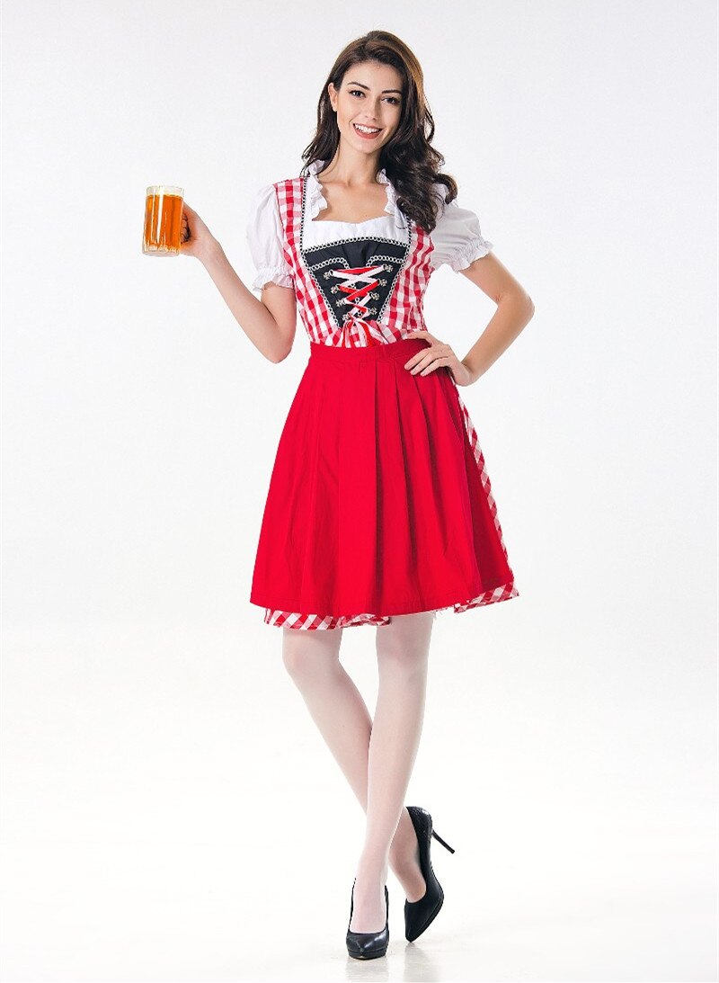 2018 New Ladies Oktoberfest Beer Dirndl Maid Peasant Dress German Bavarian Girl Costume Halloween Party Fancy Dress