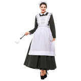 S-XXL Sexy Adult Woman 3PC Late Night French Maid Servant Costume Black&White French Maid Costume Halloween Party Long Dress
