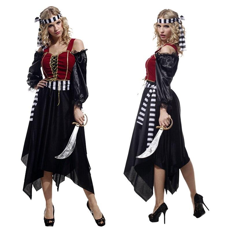 Halloween Cosplay Costume Captain pirates caribbean Jack Sparrow Pirate fantasia Adult Women Cosplay Fancy Dress Carnival