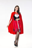 2018 New Fashion Halloween Costume Adult Women Fantasy Costume Ladies Little Red Riding Hood Dress+Cloak